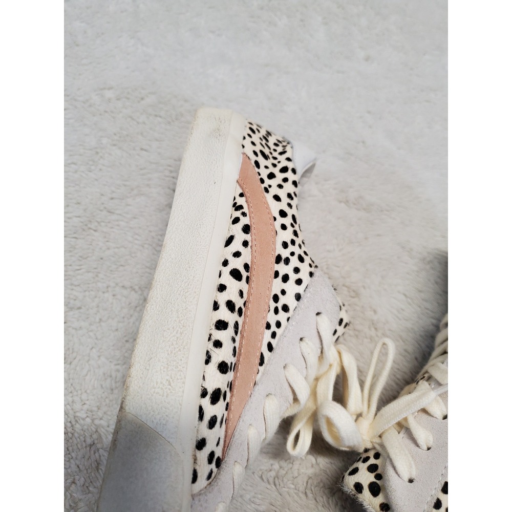 Madewell Sidewalk White Black Polka Dot Calf Hair Low Sneakers 8 Preppy Festival - Picture 3 of 9